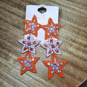 Orange and white earrings